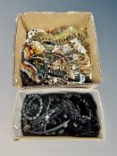 A box of mourning jewellery, French jet,