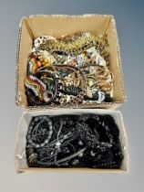 A box of mourning jewellery, French jet,