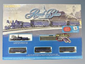 A Bachmann N scale Royal Blue train set in box