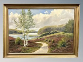 Danish School, View across a lake, oil on canvas,