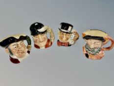 Four Royal Doulton character jugs - Mad Hatter D6598, Mine Host D6468,