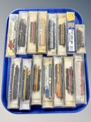 A group of Lifelike N scale die cast locomotives and rolling stock (15)