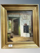 Danish School, view through a door, oil on canvas,
