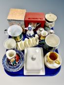 A collection of ceramics including Lurpack toast rack, butter dish,