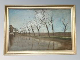 Danish School, Trees by a canal, oil on canvas,