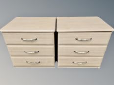 A pair of contemporary three drawer chests