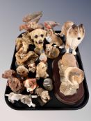 A collection of resin and ceramic animal ornaments including Coopercraft etc