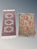 Two small Afghan hearth rugs