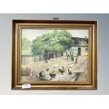 Danish school : Chickens in a yard, oil on panel,