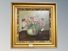 Danish school : Still life flowers in a vase, oil on canvas,