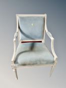 A Continental cream painted salon armchair,