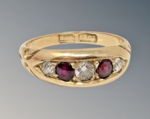 An antique 18ct gold ruby and diamond ring, size M CONDITION REPORT: 4.