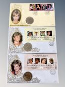 Three Diana Princess of Wales first day coin covers