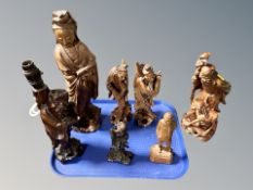 A group of Chinese root wood carvings,