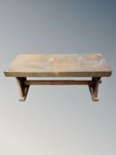 A copper topped rectangular coffee table,