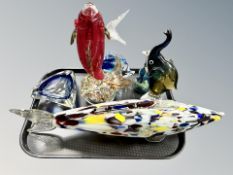 A Murano glass fish and further art glass ornaments,