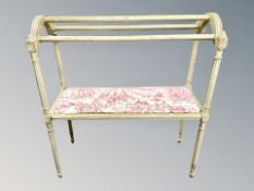 A large 19th century French painted pine country house towel rail,