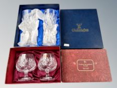 A pair of Glengeagles lead crystal wine glasses and pair of Royal Doulton crystal rummers