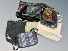 Two crates of lady's hand bags, Barbour,