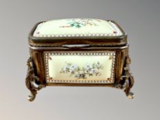 A 19th century ormolu and porcelain mounted jewellery casket,