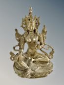 A 19th century Indo-Tibetan bronze devotional figure, height 13.