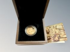 A 2008 gold proof full sovereign, boxed with limited edition certificate.