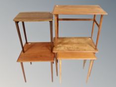 A Danish teak nest of tables and three further tables