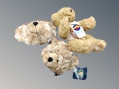 Two Harrods teddy bear purses and Hard Rock Cafe Niagara Falls teddy bear