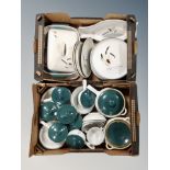 Two boxes of Denby Green Wheat dinner wares