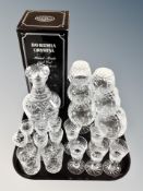 A Bohemia crystal decanter in box, set of six rummers,