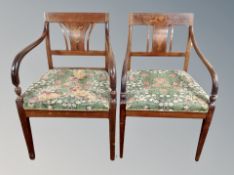 Two 19th century inlaid mahogany armchairs