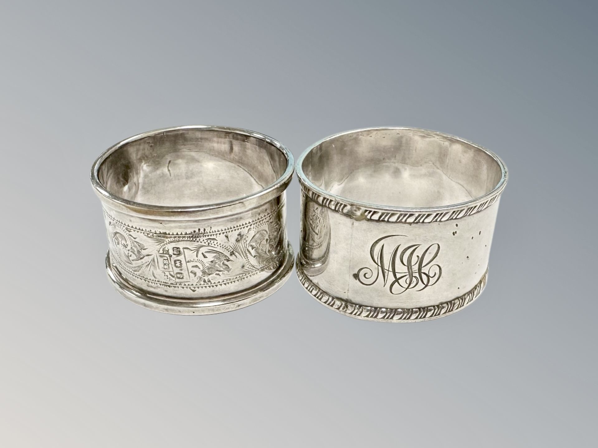 Two antique silver napkin rings 45.8g.