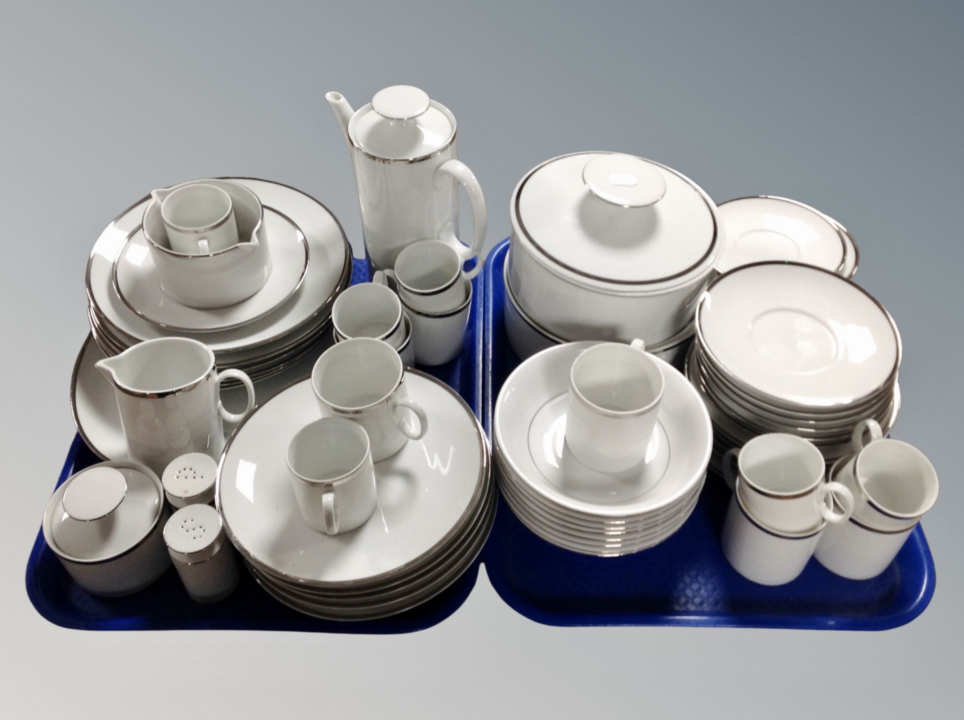 Approximately sixty pieces of German Thomas White and silvered porcelain,