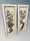A pair of hand finished colour prints depicting dancing figures,