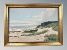 F Moe : a coastal view, oil on canvas,