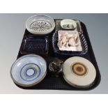 A group of Scandinavian studio pottery, bowls, figures,