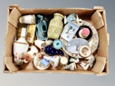 A box of ceramics, Royal Copenhagen dishes, Poole dolphin,