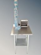 A stainless steel preparation table,