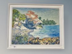 Danish School : beach scene with cove, oil on canvas,