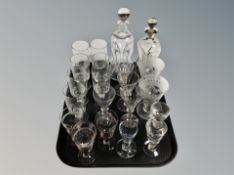 Two crystal decanters and nineteen further glasses