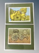 Two Artist's proof prints after Jean Battey - Sunflower II and Sunflower IV,