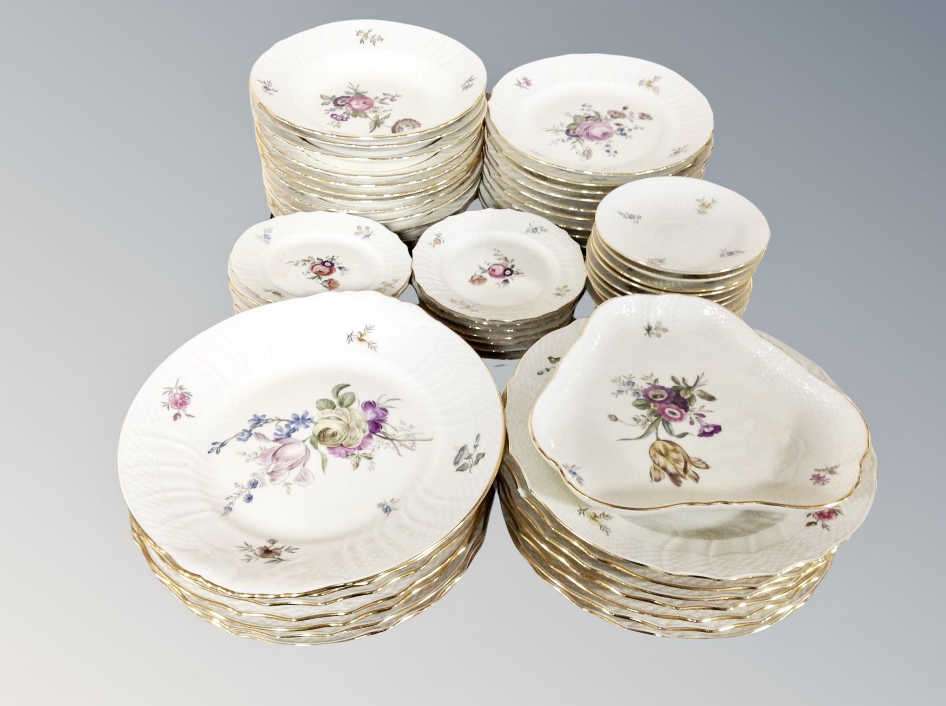 Approximately seventy one pieces of Royal Copenhagen dinner porcelain