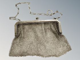 A silver mesh purse