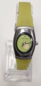 A lady's Geonaute neon green face watch. With fitted battery.