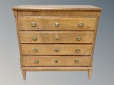 A 19th century Scandinavian oak chest of four drawers,