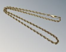 A 9ct yellow gold rope twist necklace, length 46 cm. CONDITION REPORT: 12.6g.