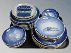 Approximately thirty Bing and Grondahl blue and white collector's plates