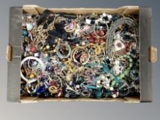 A box of costume jewellery, bangle,