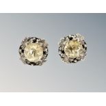 A pair of silver citrine earrings