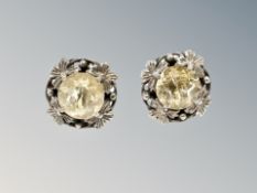 A pair of silver citrine earrings